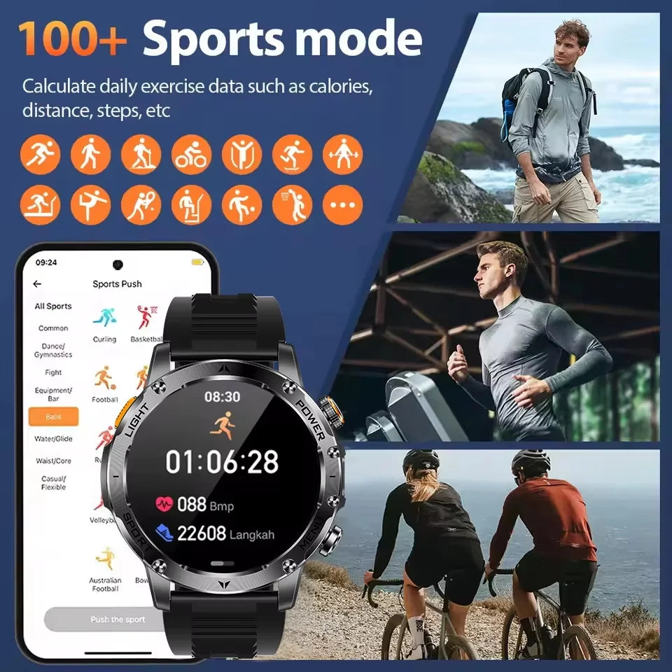 2025 Outdoor New 1000mAh Battery T-Rex 3 Military Grade Smart Watch Men IP69K Waterproof GPS HD Bluetooth Call 100+Sports Watch