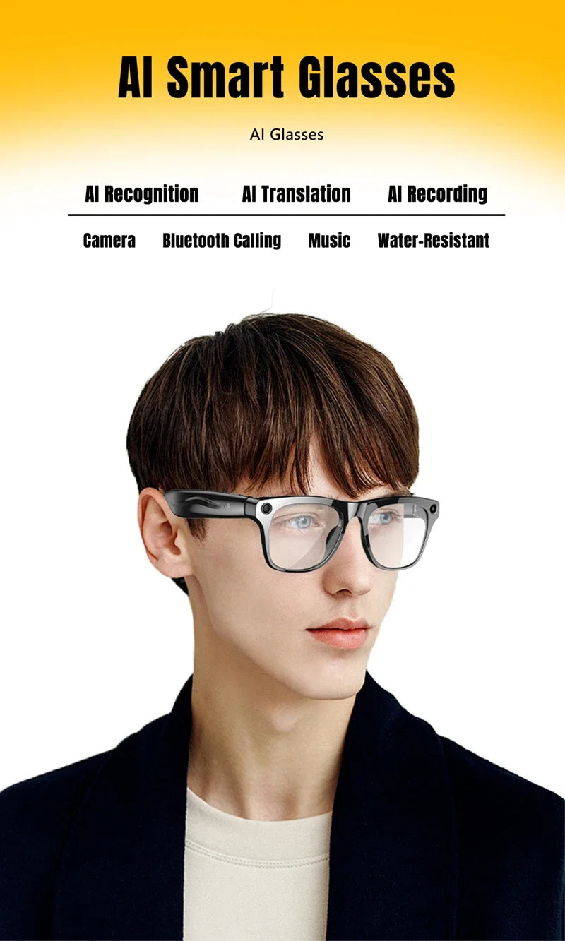 AI Smart Glasses 8K HD Photochromic Multifunction Translate Camera Glasse Bluetooth Calling Voice Assistant Music Player