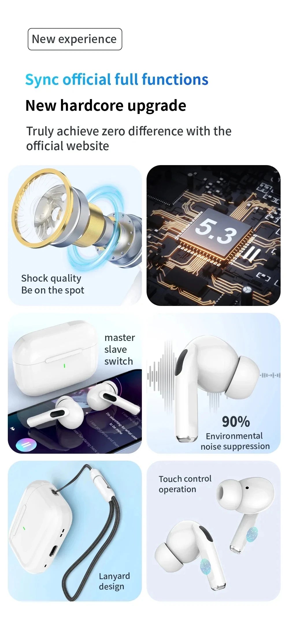 New Air Pro 5 TWS Max Wireless Bluetooth Earphones Headphones HiFi Sound Low Latency Noise Reduction Earbuds for IPhone Android