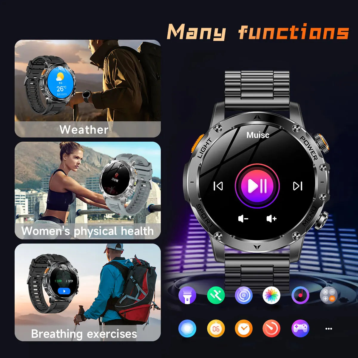 2025 Outdoor New 1000mAh Battery T-Rex 3 Military Grade Smart Watch Men IP69K Waterproof GPS HD Bluetooth Call 100+Sports Watch