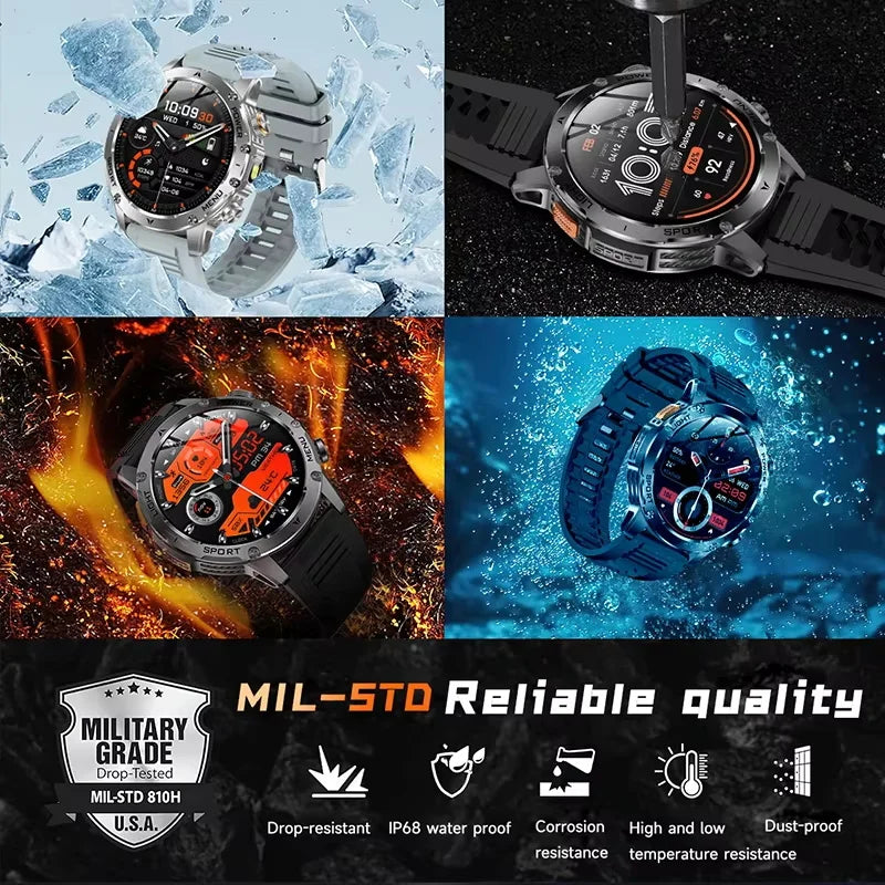 2025 Outdoor New 1000mAh Battery T-Rex 3 Military Grade Smart Watch Men IP69K Waterproof GPS HD Bluetooth Call 100+Sports Watch