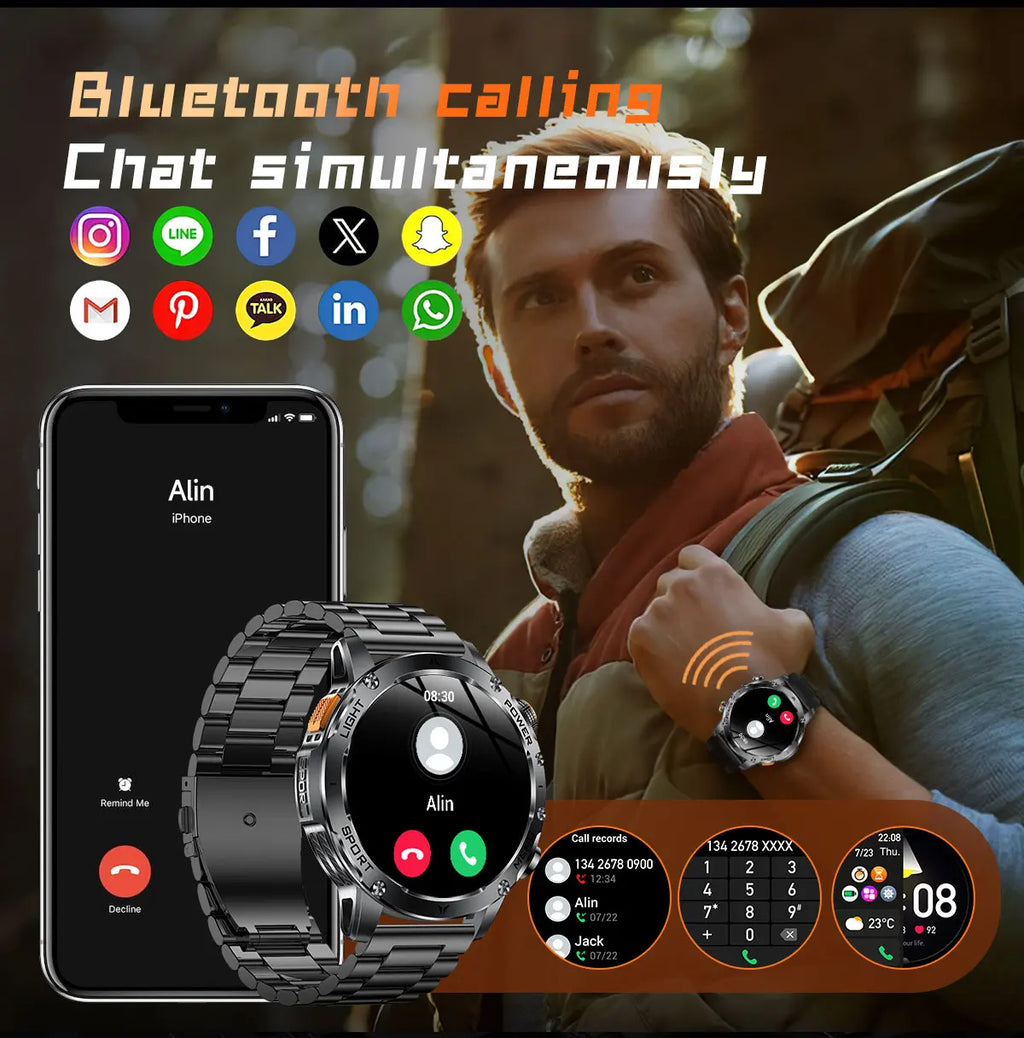 2025 Outdoor New 1000mAh Battery T-Rex 3 Military Grade Smart Watch Men IP69K Waterproof GPS HD Bluetooth Call 100+Sports Watch