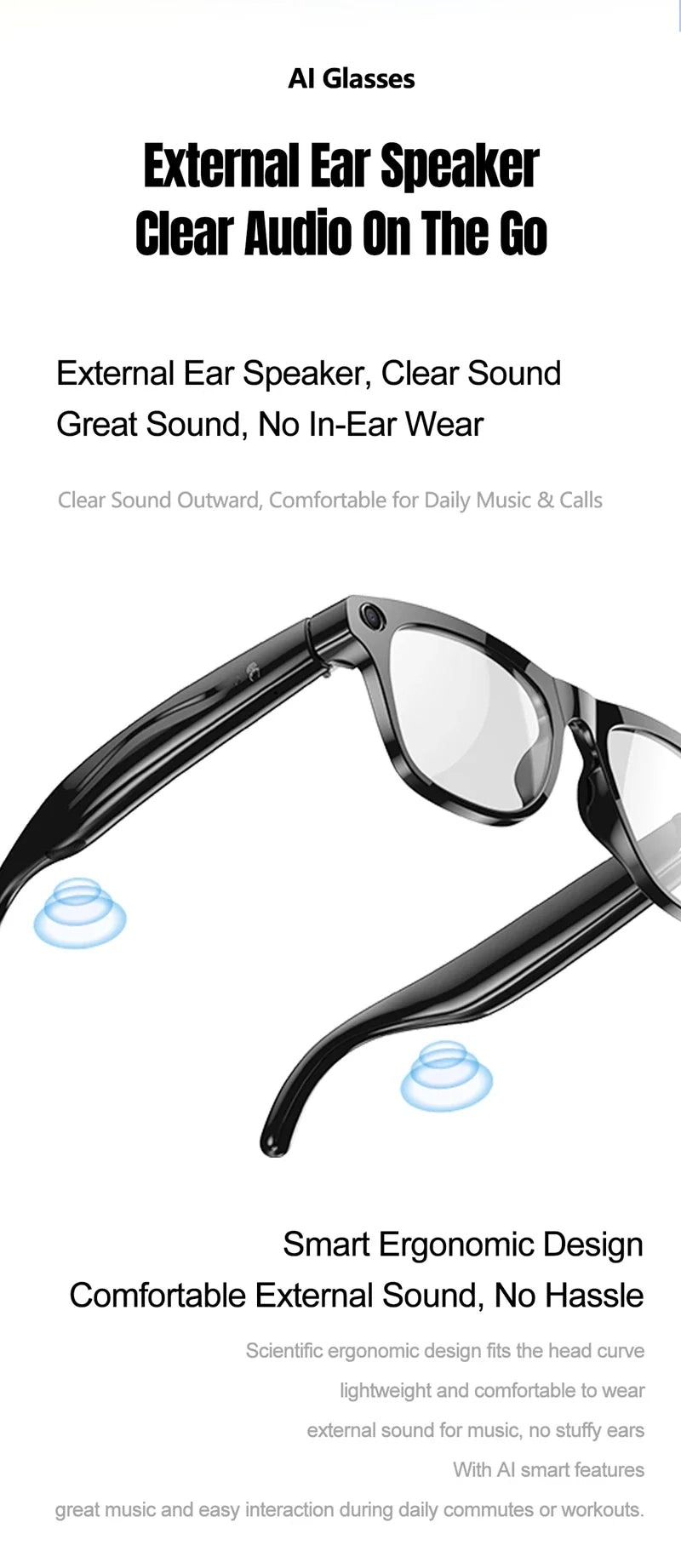 AI Smart Glasses 8K HD Photochromic Multifunction Translate Camera Glasse Bluetooth Calling Voice Assistant Music Player