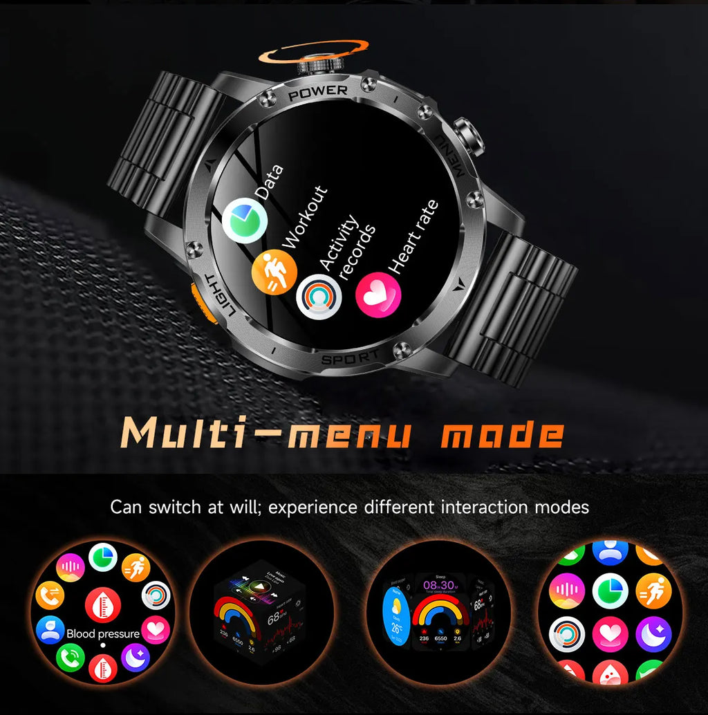 2025 Outdoor New 1000mAh Battery T-Rex 3 Military Grade Smart Watch Men IP69K Waterproof GPS HD Bluetooth Call 100+Sports Watch