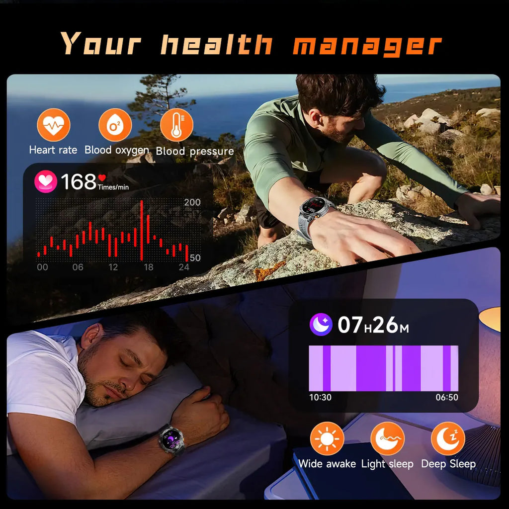 2025 Outdoor New 1000mAh Battery T-Rex 3 Military Grade Smart Watch Men IP69K Waterproof GPS HD Bluetooth Call 100+Sports Watch