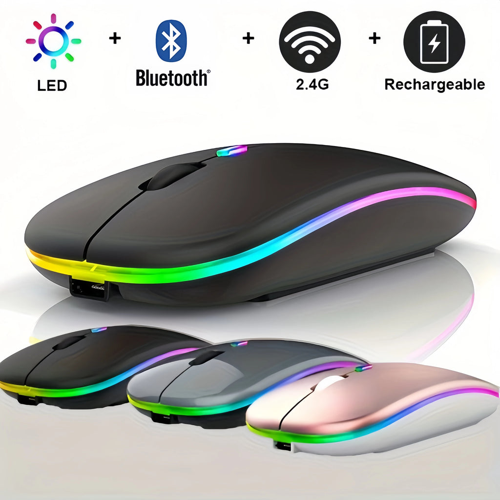 Wireless Mouse RGB Rechargeable USB 2.4GHz Bluetooth Mice Wireless Computer Mause LED Backlit Ergonomic Gaming Mouse For Laptops