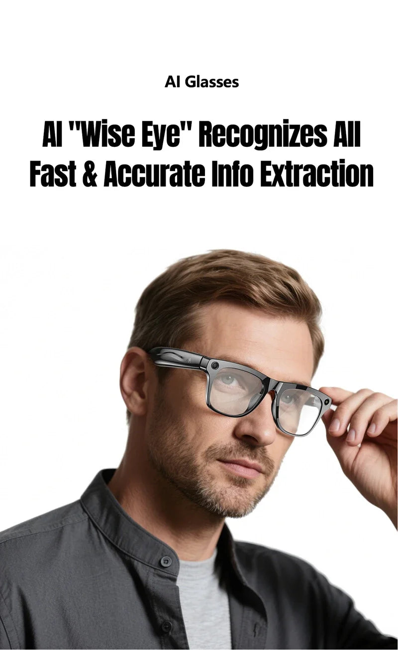 AI Smart Glasses 8K HD Photochromic Multifunction Translate Camera Glasse Bluetooth Calling Voice Assistant Music Player