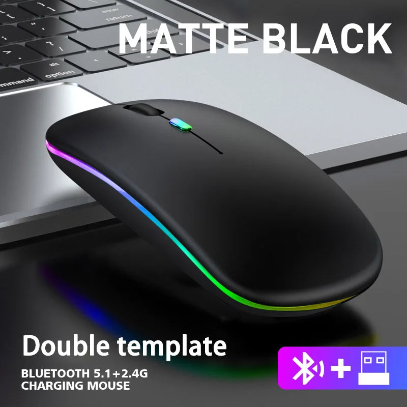 Wireless Mouse RGB Rechargeable USB 2.4GHz Bluetooth Mice Wireless Computer Mause LED Backlit Ergonomic Gaming Mouse For Laptops