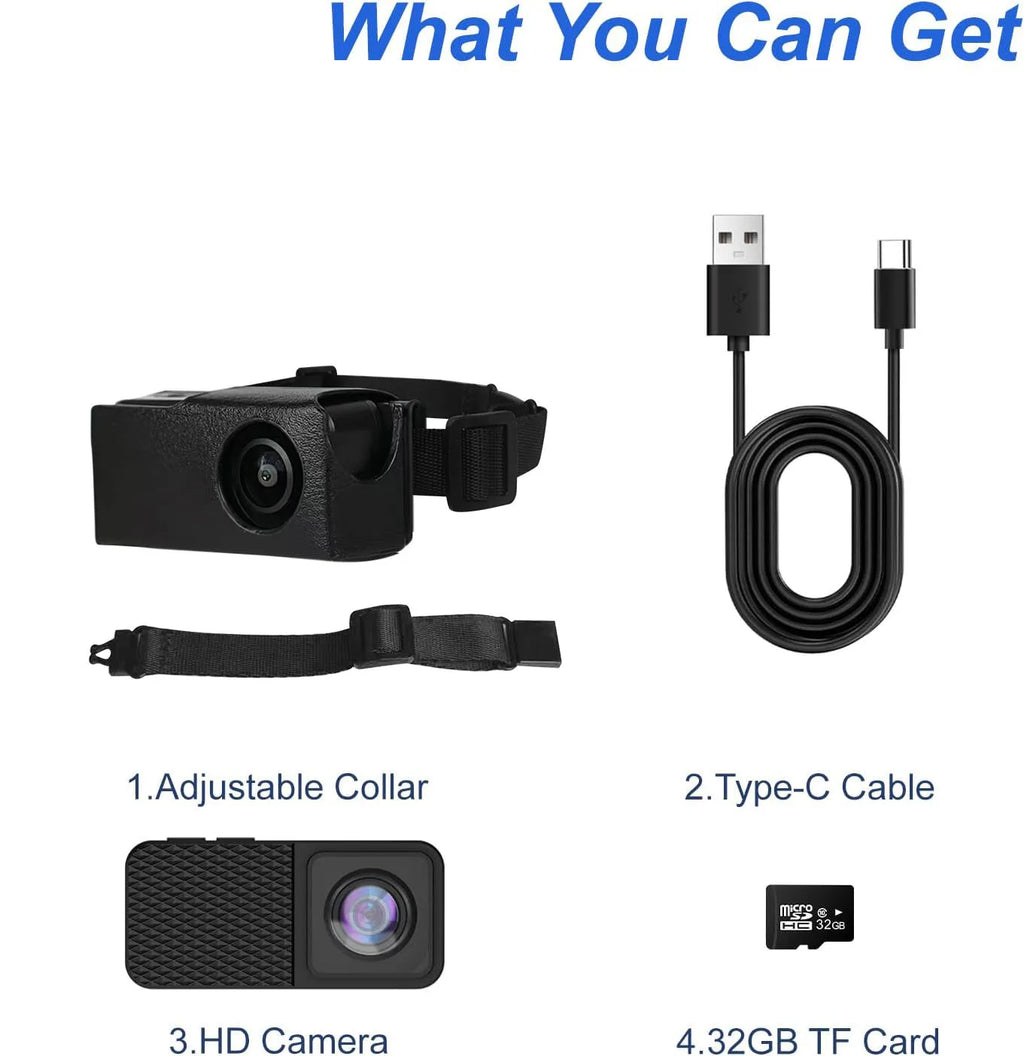 HD 1080P Pet Cameras Outdoors Wireless Collar Camera No WiFi Needed Video Records for Cats Dogs Birthday Gift Mini Camera