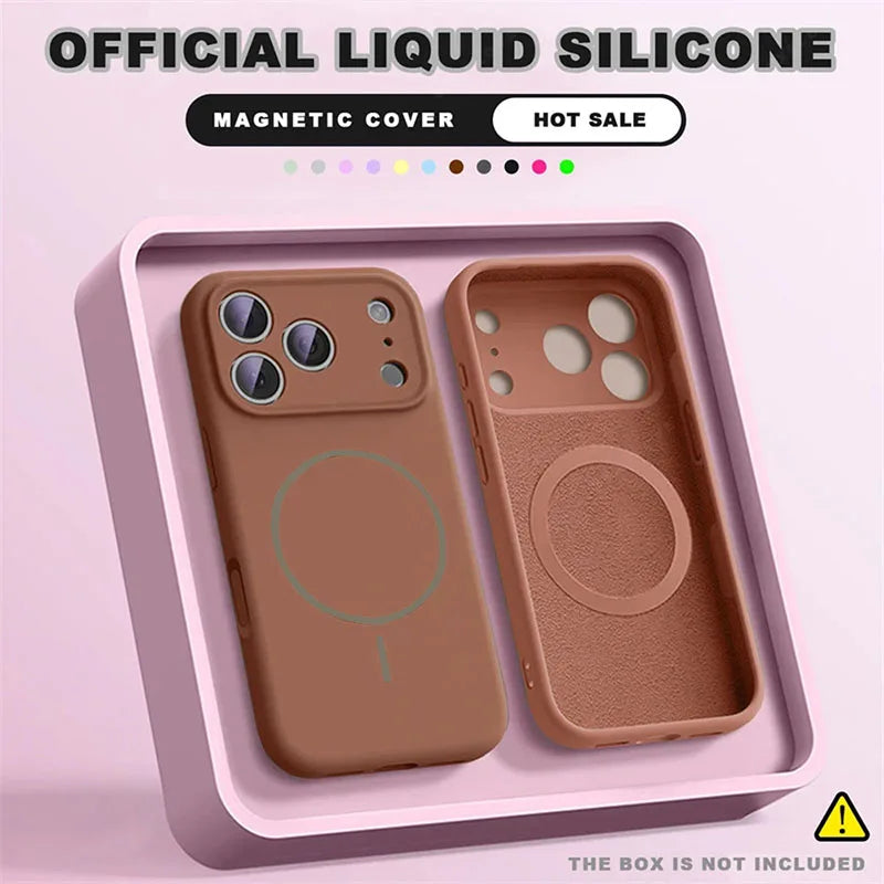 For Magsafe Liquid Silicone Phone Cases For iPhone 17 16 15 14 13 12 Pro Max 16 Plus Air Case Magnetic Wireless Charging Cover