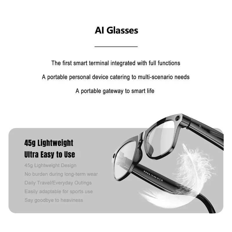AI Smart Glasses 8K HD Photochromic Multifunction Translate Camera Glasse Bluetooth Calling Voice Assistant Music Player