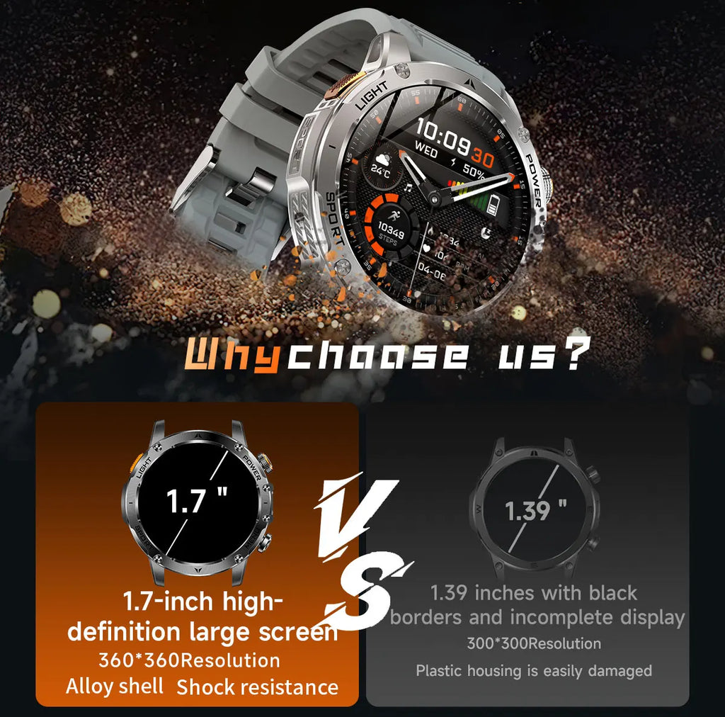2025 Outdoor New 1000mAh Battery T-Rex 3 Military Grade Smart Watch Men IP69K Waterproof GPS HD Bluetooth Call 100+Sports Watch