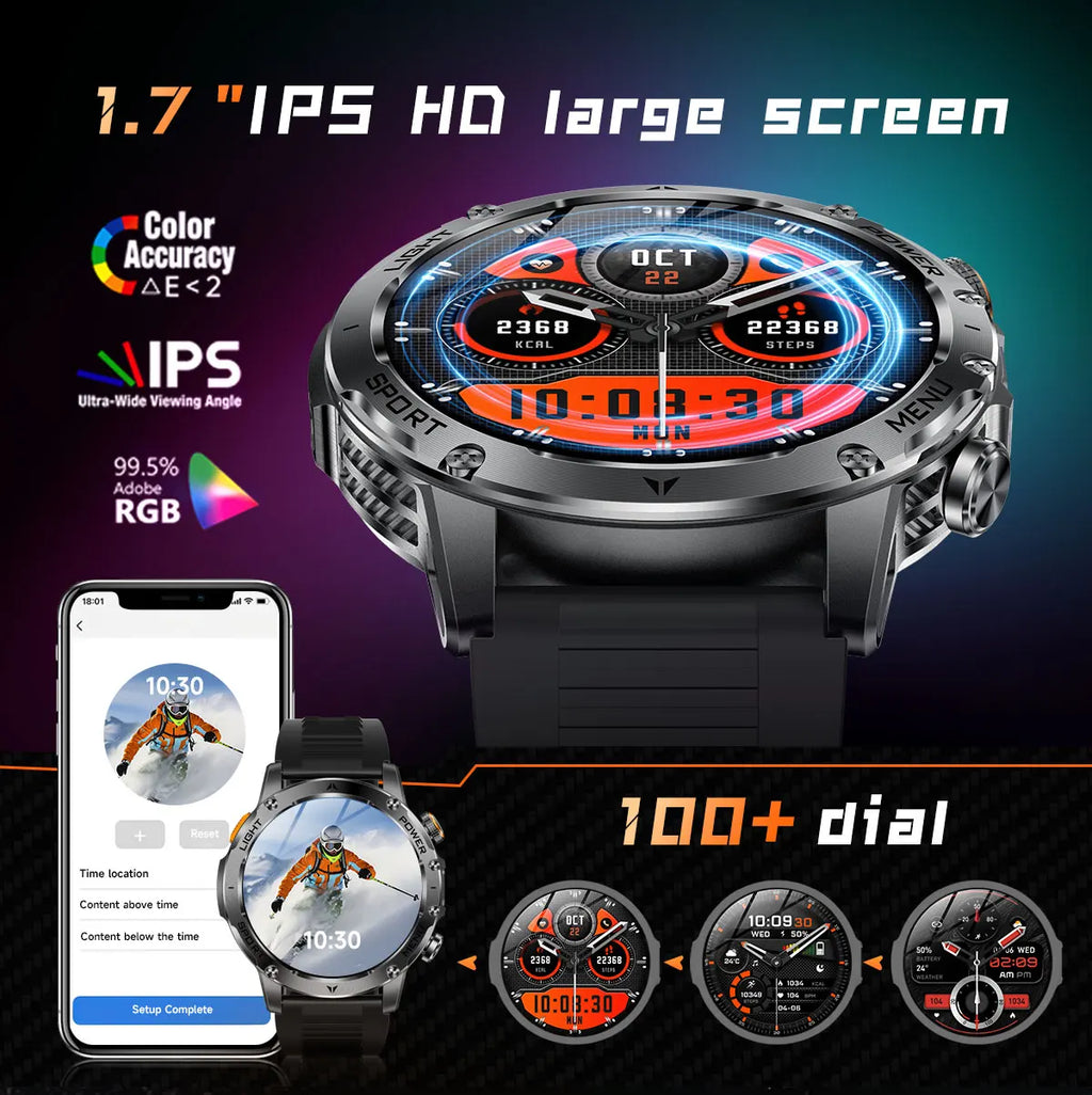 2025 Outdoor New 1000mAh Battery T-Rex 3 Military Grade Smart Watch Men IP69K Waterproof GPS HD Bluetooth Call 100+Sports Watch