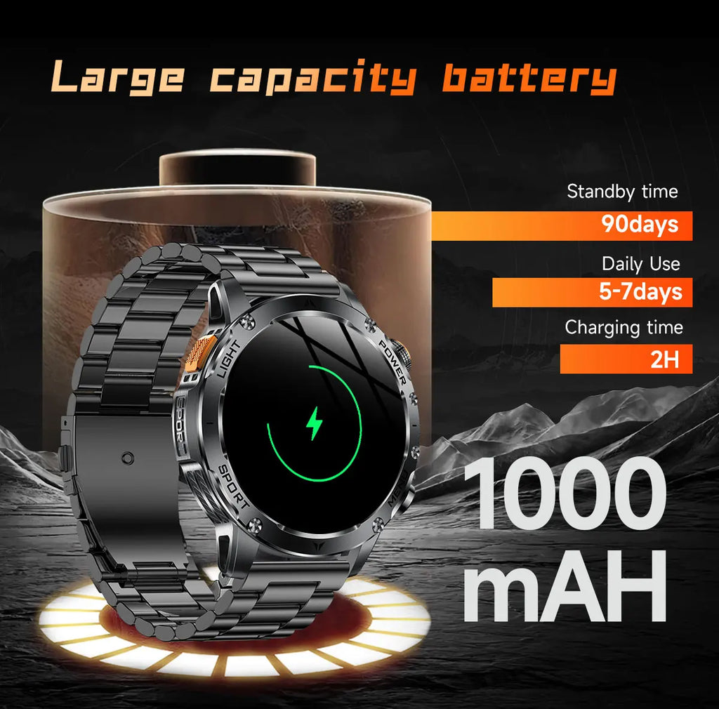 2025 Outdoor New 1000mAh Battery T-Rex 3 Military Grade Smart Watch Men IP69K Waterproof GPS HD Bluetooth Call 100+Sports Watch