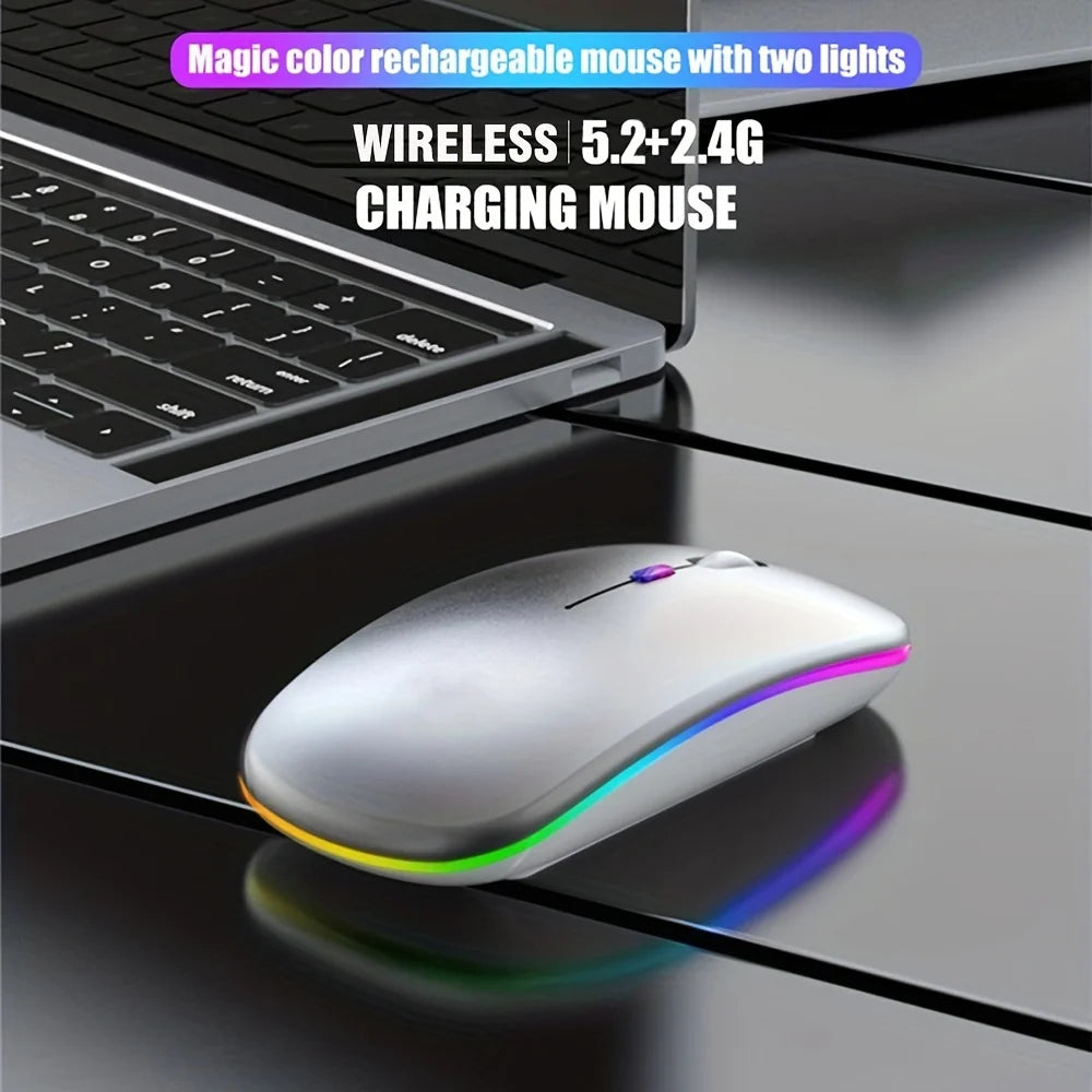 Wireless Mouse RGB Rechargeable USB 2.4GHz Bluetooth Mice Wireless Computer Mause LED Backlit Ergonomic Gaming Mouse For Laptops