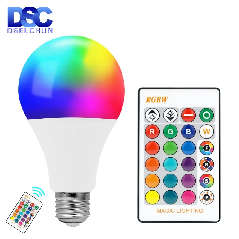 16 Color E27 RGB LED Light Bulb with Remote Control For Room Graden Party Smart Bulb Lamp Dimmer Red Green Blue White Light Bulb