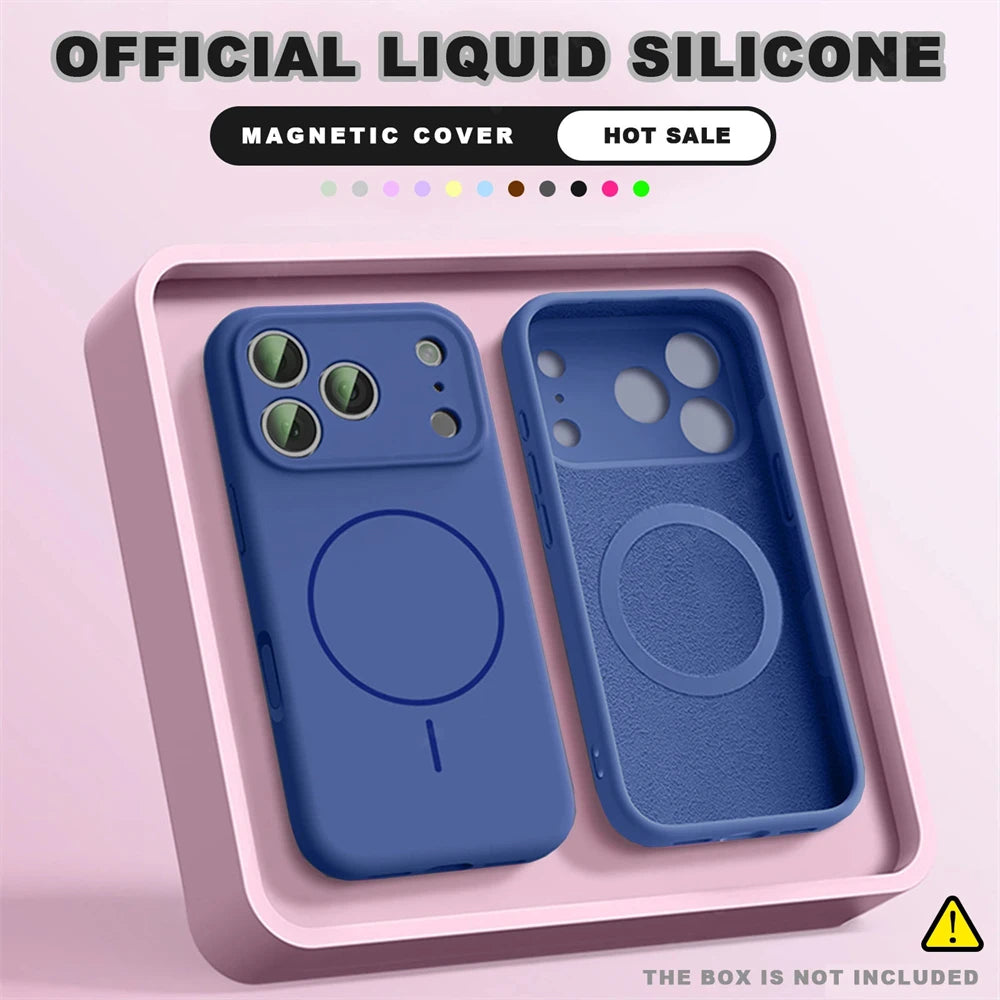 For Magsafe Liquid Silicone Phone Cases For iPhone 17 16 15 14 13 12 Pro Max 16 Plus Air Case Magnetic Wireless Charging Cover