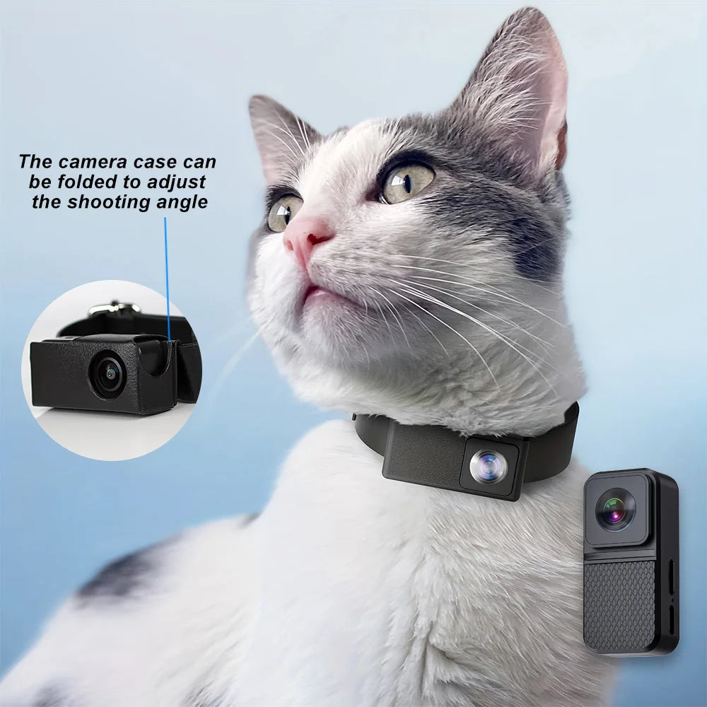 HD 1080P Pet Cameras Outdoors Wireless Collar Camera No WiFi Needed Video Records for Cats Dogs Birthday Gift Mini Camera