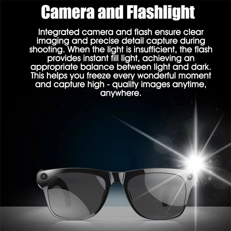 AI Smart Glasses 8K HD Photochromic Multifunction Translate Camera Glasse Bluetooth Calling Voice Assistant Music Player
