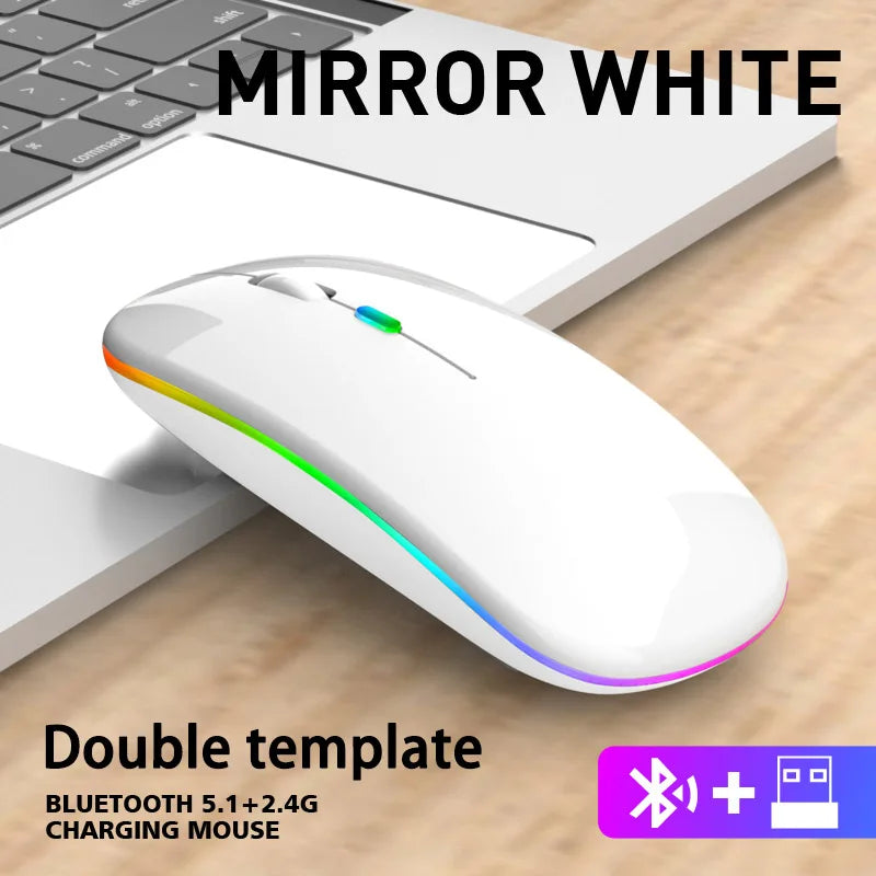 Wireless Mouse RGB Rechargeable USB 2.4GHz Bluetooth Mice Wireless Computer Mause LED Backlit Ergonomic Gaming Mouse For Laptops